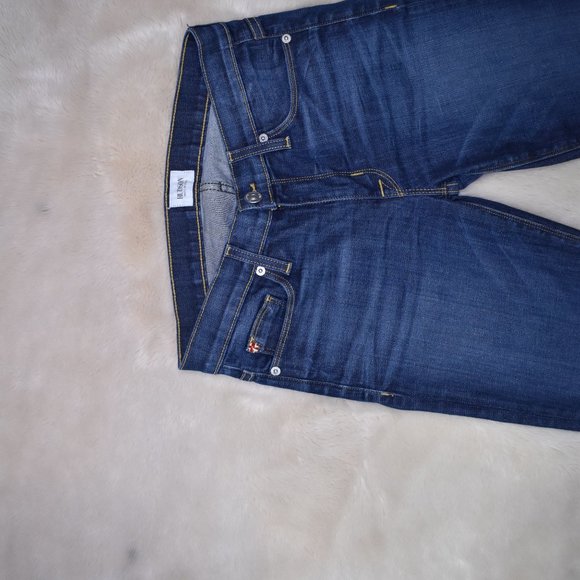 Hudson Blair Tilda Straight Leg Skinny Mid Waist Dark Blue Denim Jeans 27 - Picture 3 of 11